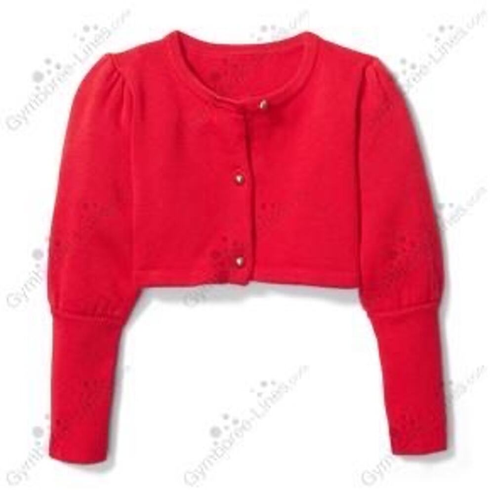 Janie and Jack Red Puff Sleeve Cardigan - Girls size 12 hole in sleeve